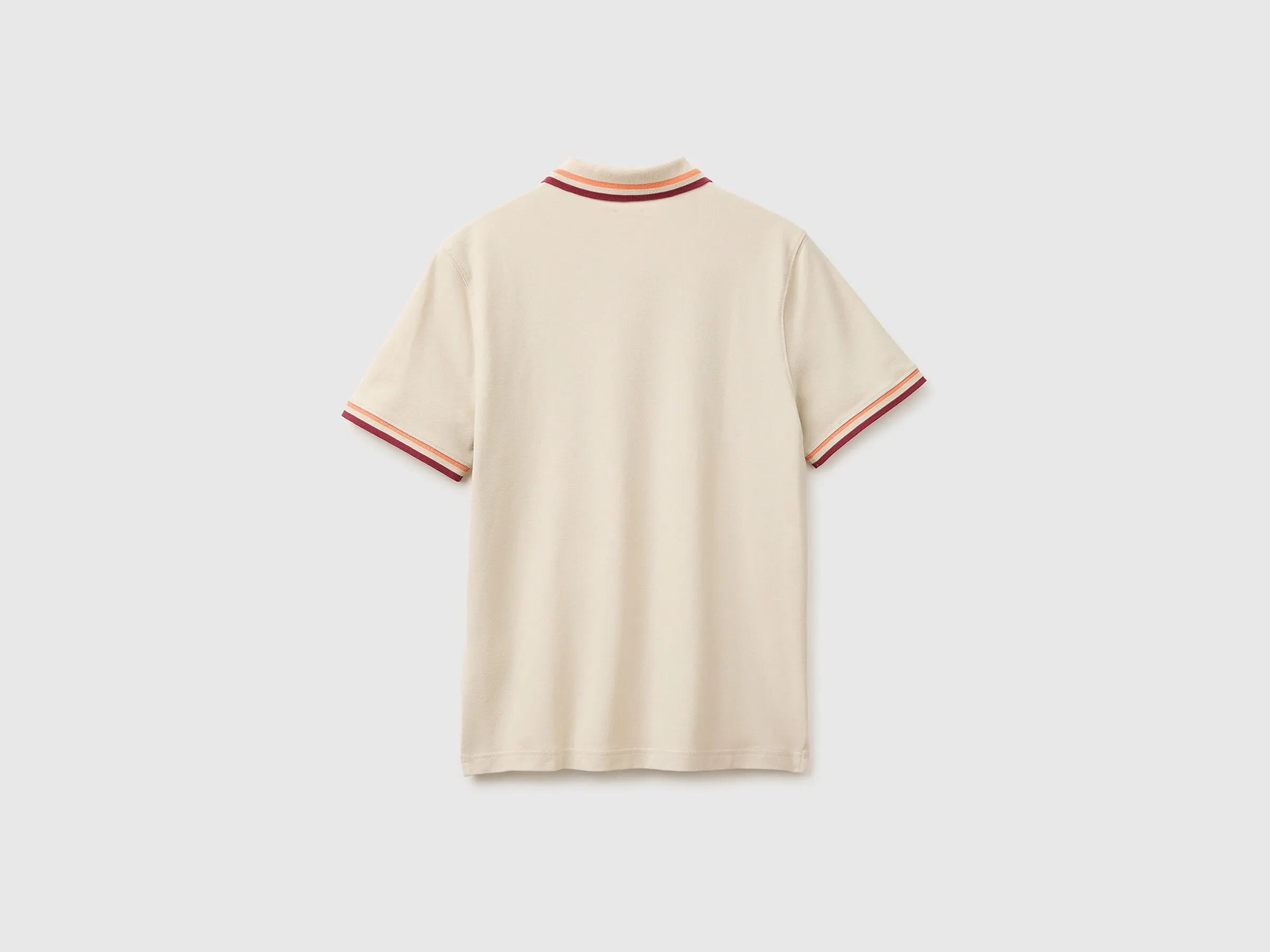 Benetton Beige Men Slim Fit Polo Shirt SKU: 3F9HU302W_752 Image 02