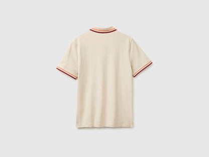 Benetton Beige Men Slim Fit Polo Shirt SKU: 3F9HU302W_752 Image 02