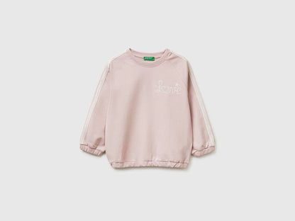 Benetton Pink Girls Sweatshirt with Lace and Embroidery SKU: 3F9VG10M2_0C3 Image 01