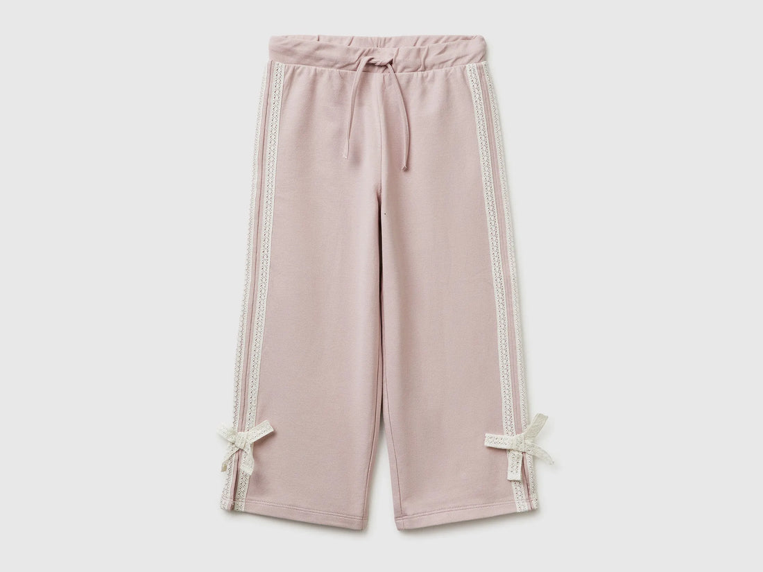 Benetton Pink Girls Pants with Lace and Bows SKU: 3F9VGF05C_0C3 Image 01