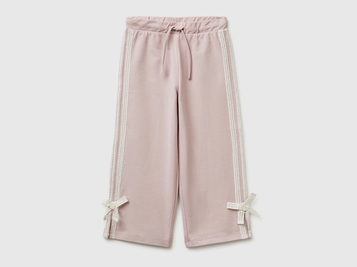 Benetton Pink Girls Pants with Lace and Bows SKU: 3F9VGF05C_0C3 Image 01