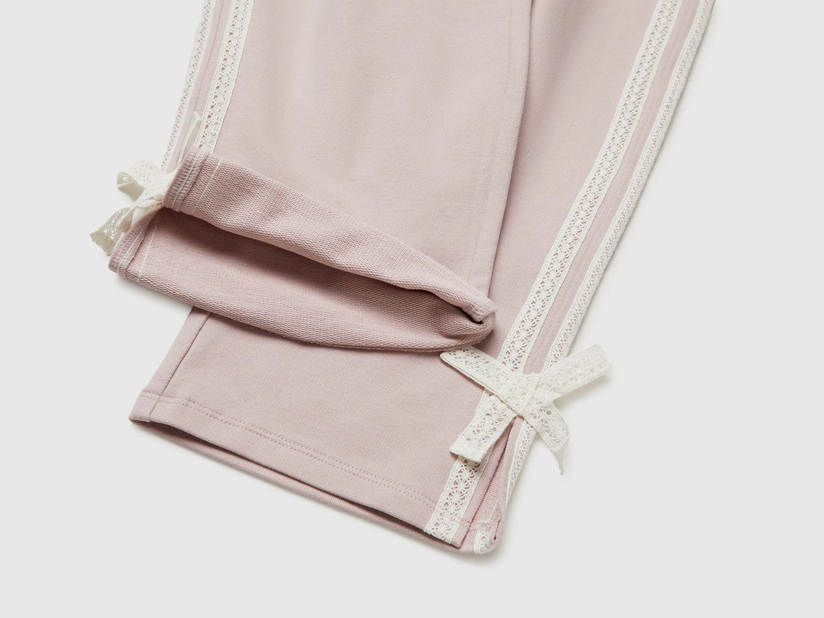 Benetton Pink Girls Pants with Lace and Bows SKU: 3F9VGF05C_0C3 Image 03