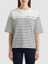 Benetton Dark Blue Women Sailor Striped T-Shirt with Embroidery SKU: 3FLCD10C8_901 Image 00