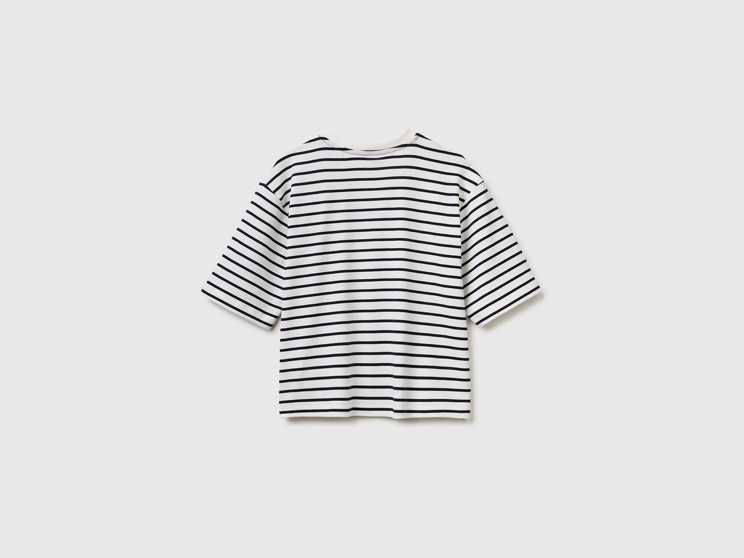 Benetton Dark Blue Women Sailor Striped T-Shirt with Embroidery SKU: 3FLCD10C8_901 Image 02