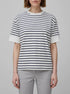 Benetton Dark Blue Women Striped Short-Sleeved T-Shirt SKU: 3FLCD10CG_901 Image 00