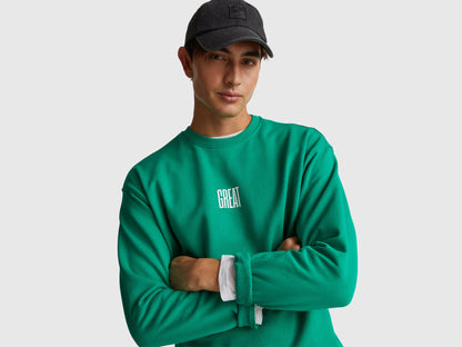 Benetton_Green_Relaxed Fit Sweatshirt with Print_3FWYU10AZ_108_04