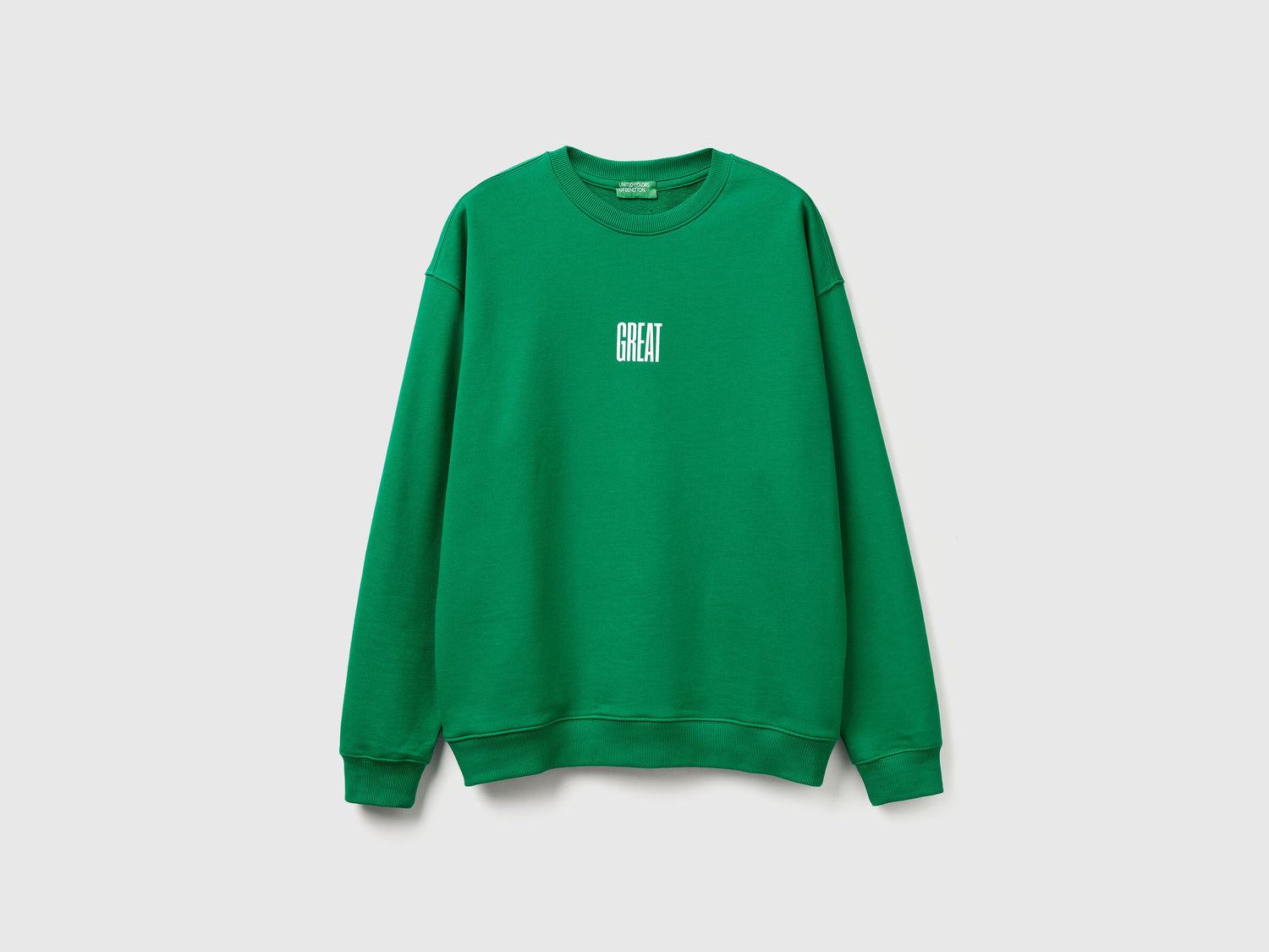 Benetton_Green_Relaxed Fit Sweatshirt with Print_3FWYU10AZ_108_05