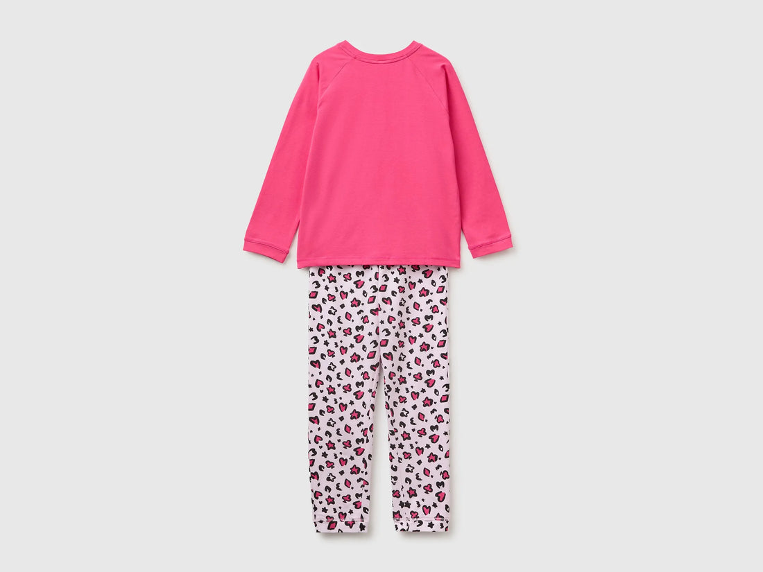 Benetton Light Blue Boys Pyjamas with Logo and Patterned Trousers SKU: 3G680P0A6_903 Image 02