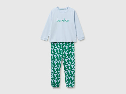 Benetton Pink Boys Pyjamas with Logo And Patterned Trousers SKU: 3G680P0A6_904 Image 01