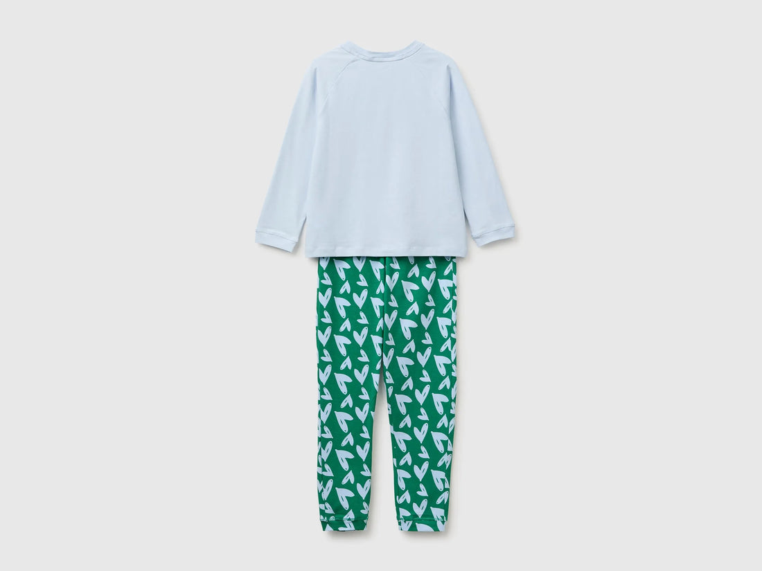 Benetton Pink Boys Pyjamas with Logo And Patterned Trousers SKU: 3G680P0A6_904 Image 02