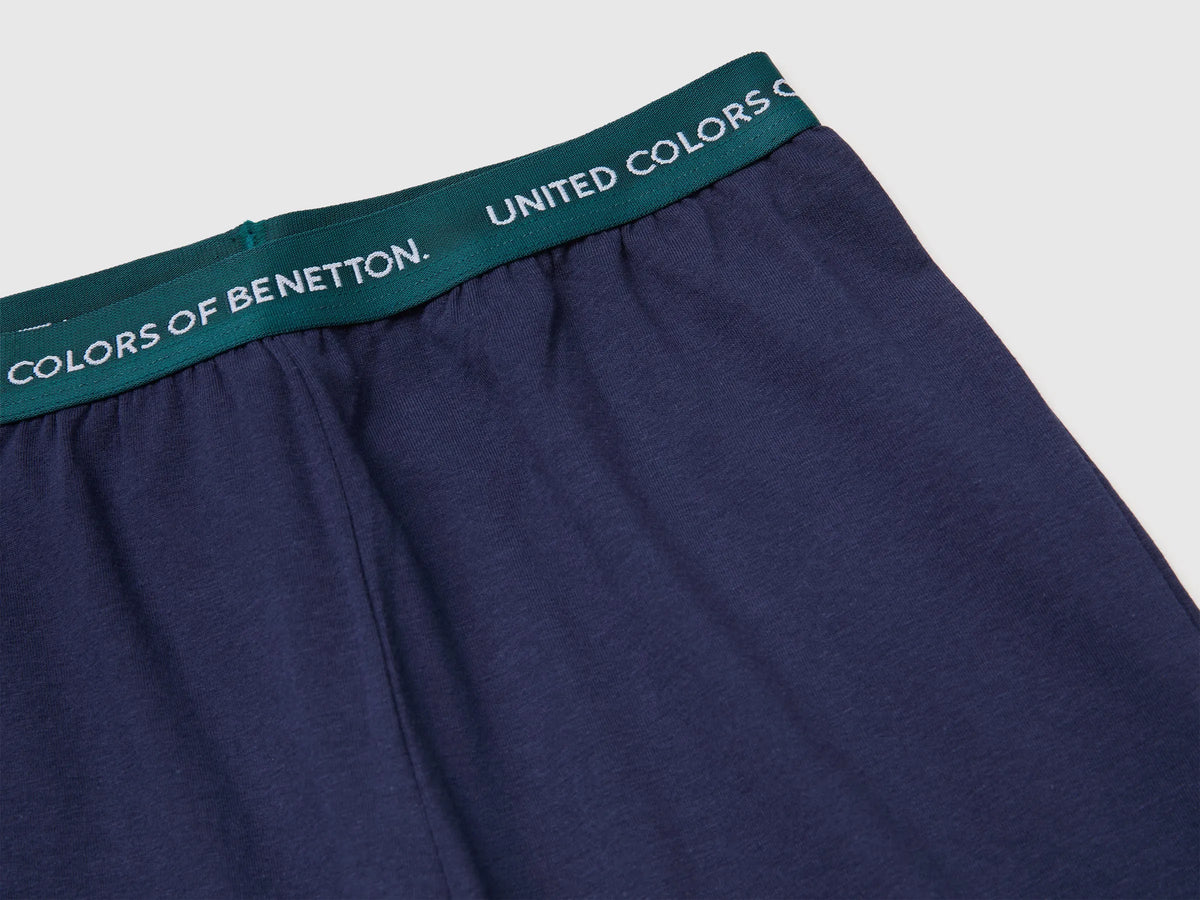 Benetton Dark Green Boys Short Cotton Pyjamas with Logo Print SKU: 3G680P0A7_902 Image 03