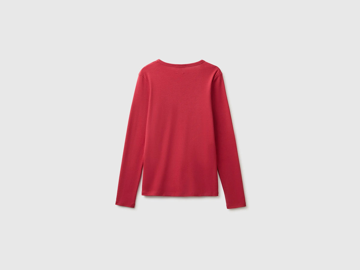 Benetton Strawberry Women Long-Sleeved T-Shirt with Glitter Logo SKU: 3GA8E16G0_0E2 Image 02