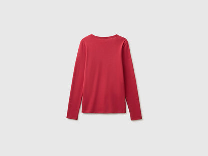 Benetton Strawberry Women Long-Sleeved T-Shirt with Glitter Logo SKU: 3GA8E16G0_0E2 Image 02