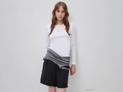 Benetton White Women Long Sleeve T-Shirt with Glitter Logo SKU: 3GA8E16G0_101 Image 01