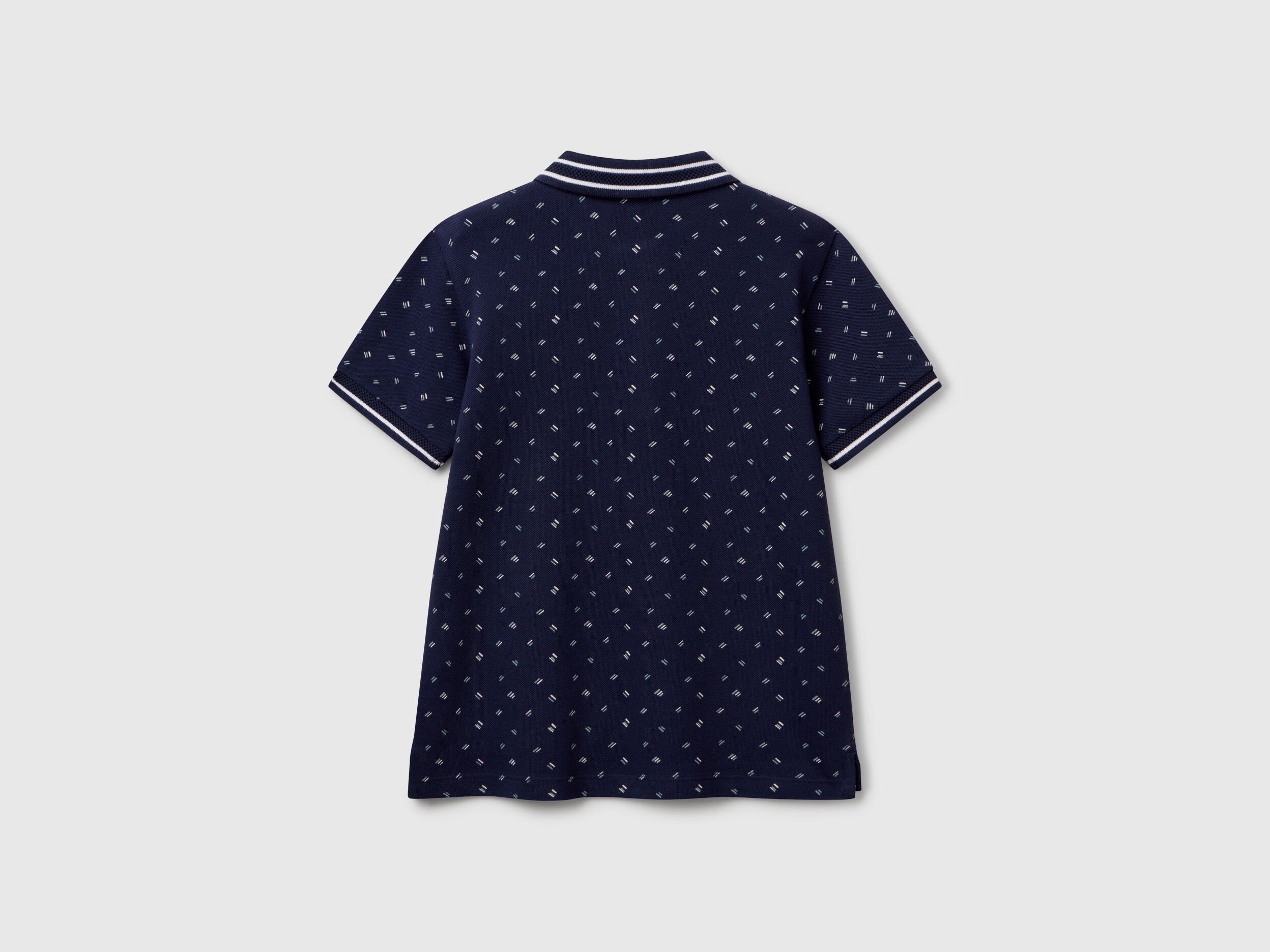 Benetton_Micro Patterned Polo Shirt in Pure Cotton_3H35C301V_64W_02