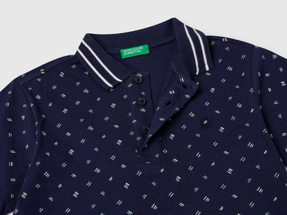 Benetton_Micro Patterned Polo Shirt in Pure Cotton_3H35C301V_64W_03