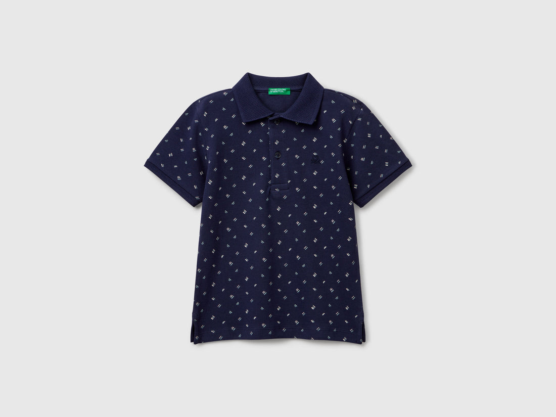 Benetton_Micro Patterned Polo Shirt in Pure Cotton_3H35G300X_64W_01