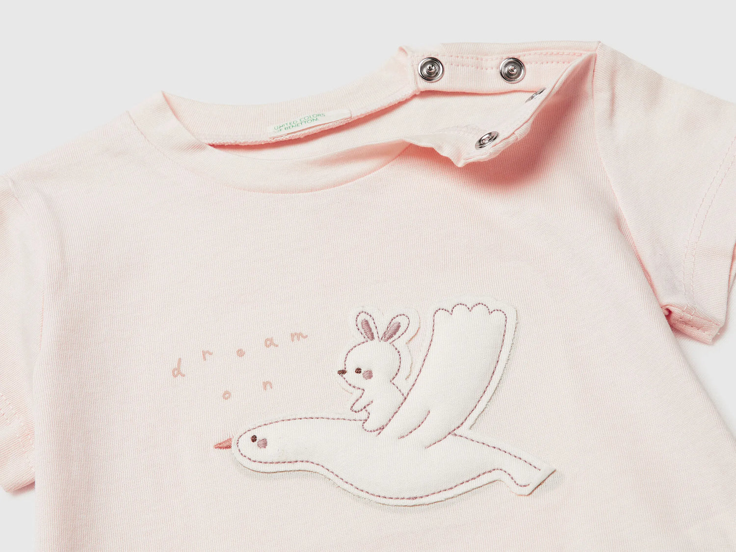 Benetton Soft Pink Newborn T-Shirt with Organic Cotton Application SKU: 3I1XA106X_35P Image 03