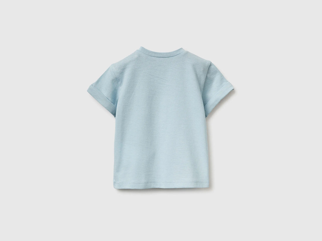 Benetton Sky Blue Newborn Organic Cotton Patch T-Shirt SKU: 3I1XA106Y_33W Image 02