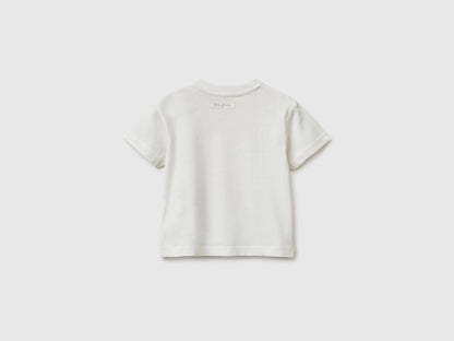 Benetton Creamy White Girls Animal Print T-Shirt SKU: 3I1XA1077_074 Image 02