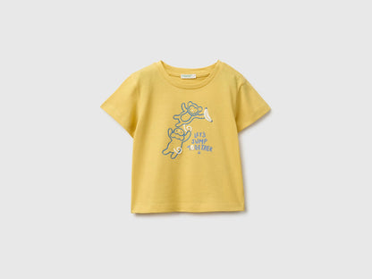 Benetton Yellow Baby Animal Print T-Shirt SKU: 3I1XA1078_22R Image 01