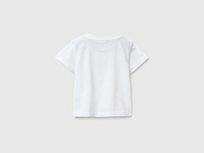 Benetton White Baby Girl Animal Print T-Shirt SKU: 3I1XA1078_901 Image 02