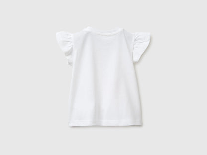 Benetton White Baby Girl Organic Cotton T-Shirt SKU: 3I1XA107D_101 Image 02