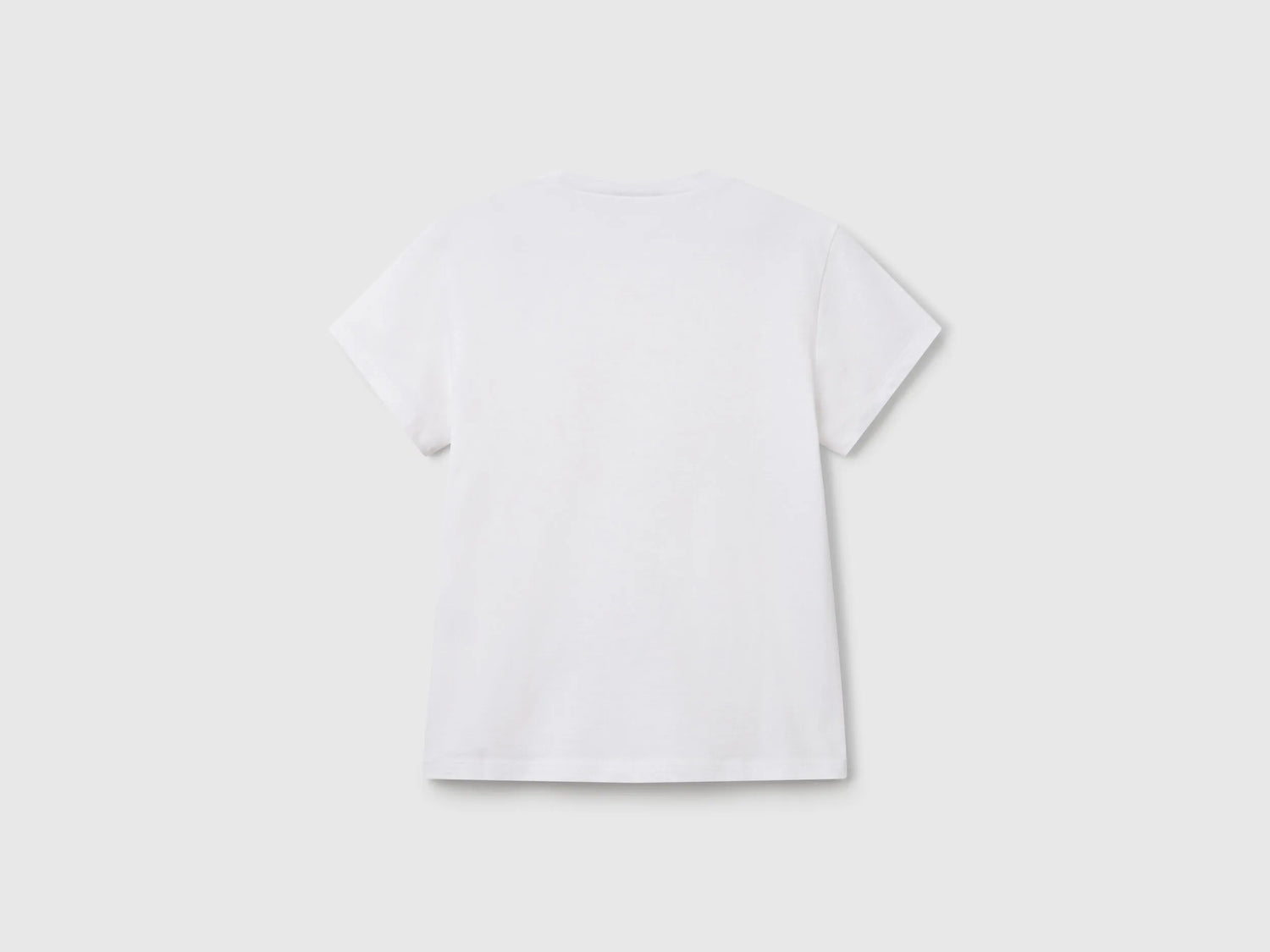 Benetton White Girls Pure Cotton T-Shirt SKU: 3I1XC109V_101 Image 02