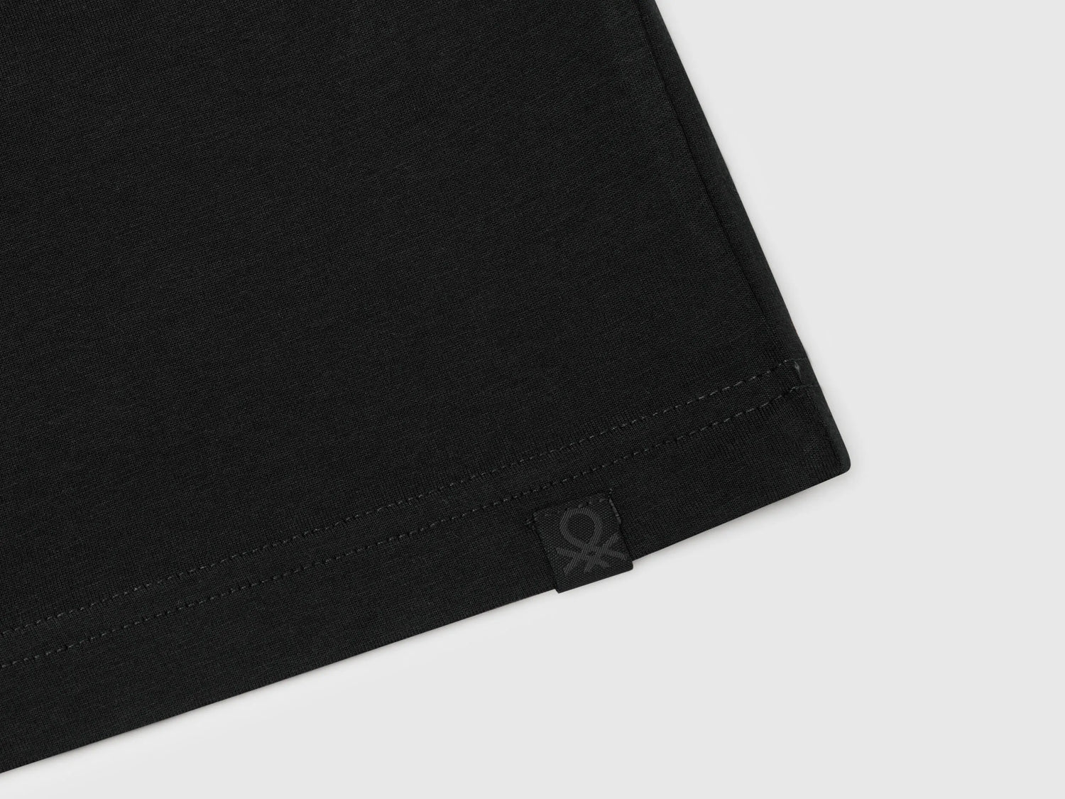 Benetton Black Boys Short Sleeve T-Shirt Cotton SKU: 3I1XC109W_100 Image 03