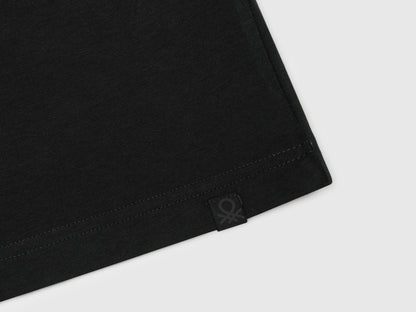 Benetton Black Boys Short Sleeve T-Shirt Cotton SKU: 3I1XC109W_100 Image 03