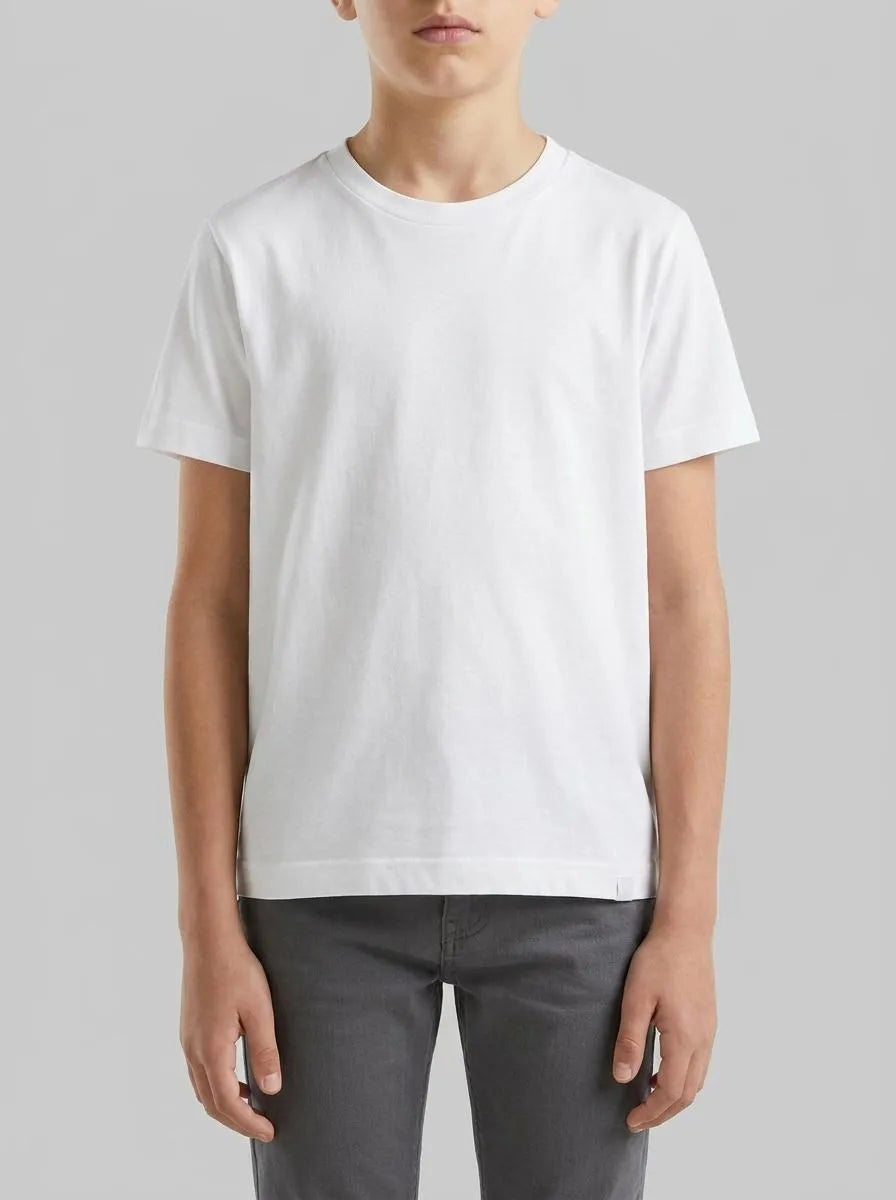 Benetton White Boys Short Sleeve T-Shirt Cotton SKU: 3I1XC109W_101 Image 00