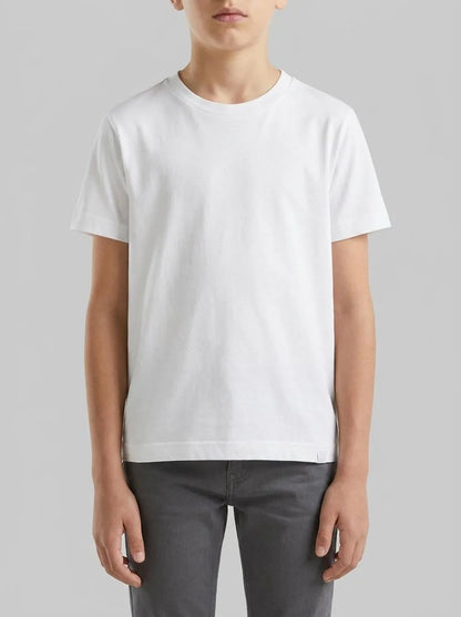 Benetton White Boys Short Sleeve T-Shirt Cotton SKU: 3I1XC109W_101 Image 00