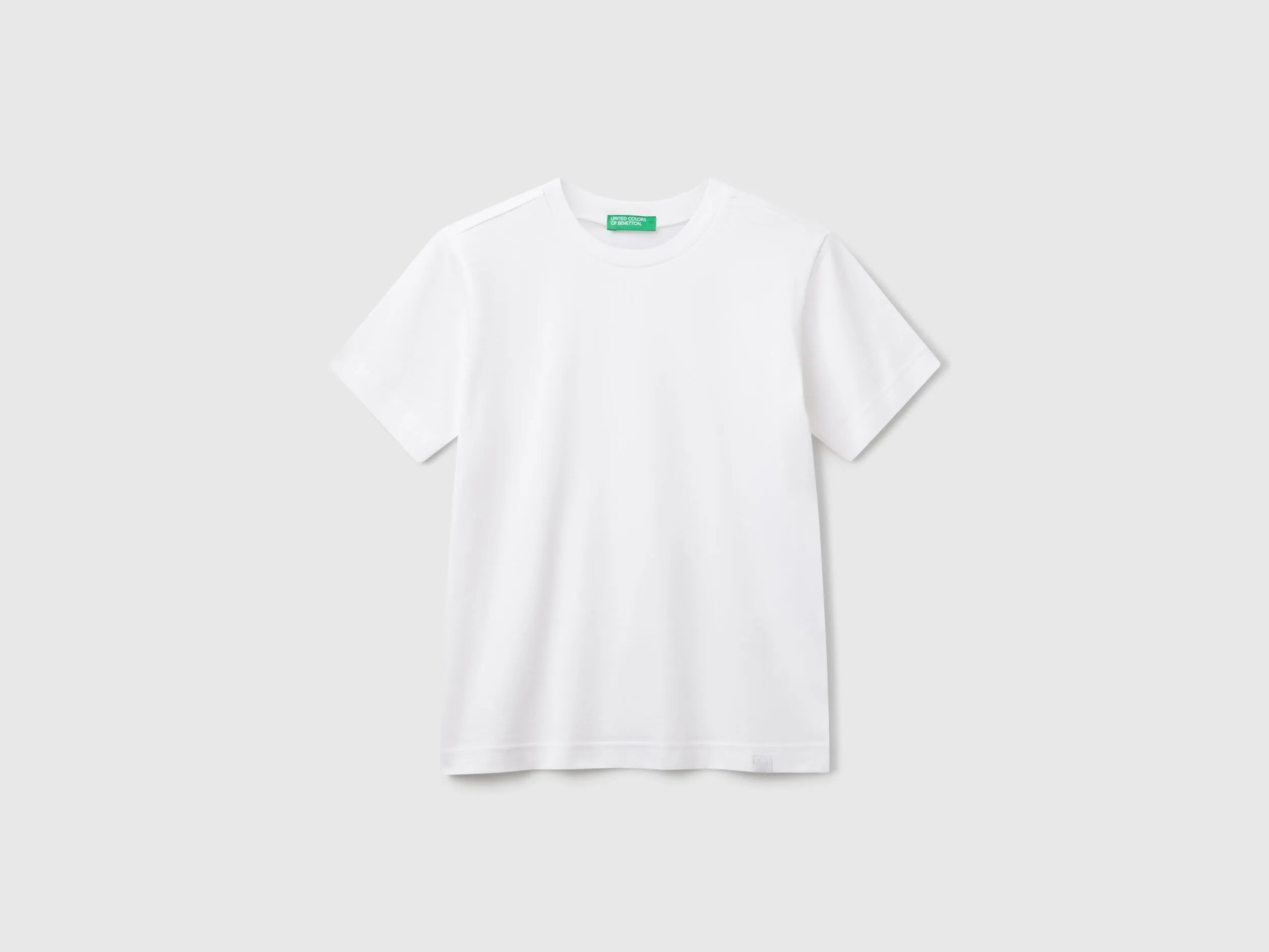 Benetton White Boys Short Sleeve T-Shirt Cotton SKU: 3I1XC109W_101 Image 01