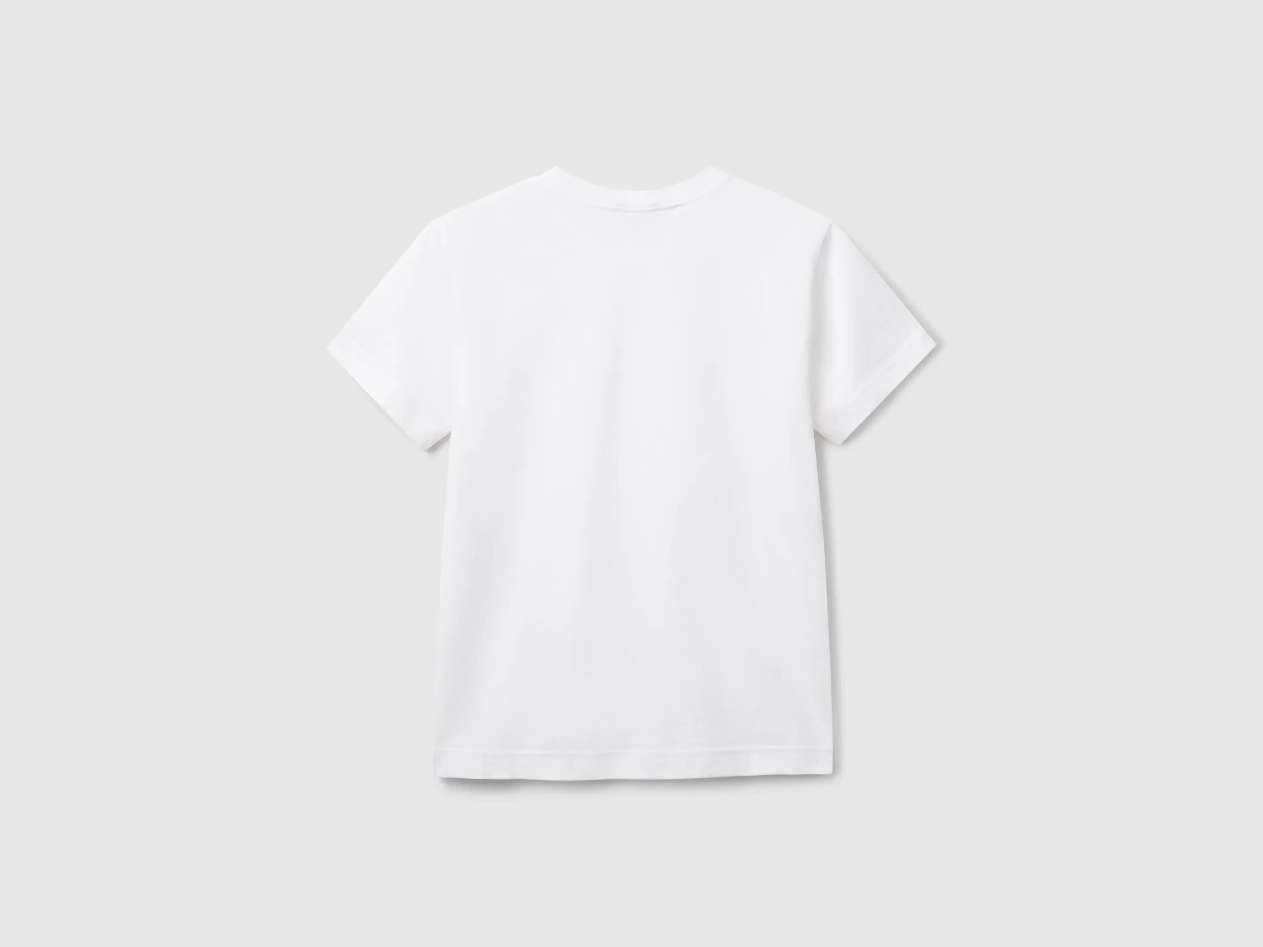 Benetton White Boys Short Sleeve T-Shirt Cotton SKU: 3I1XC109W_101 Image 02