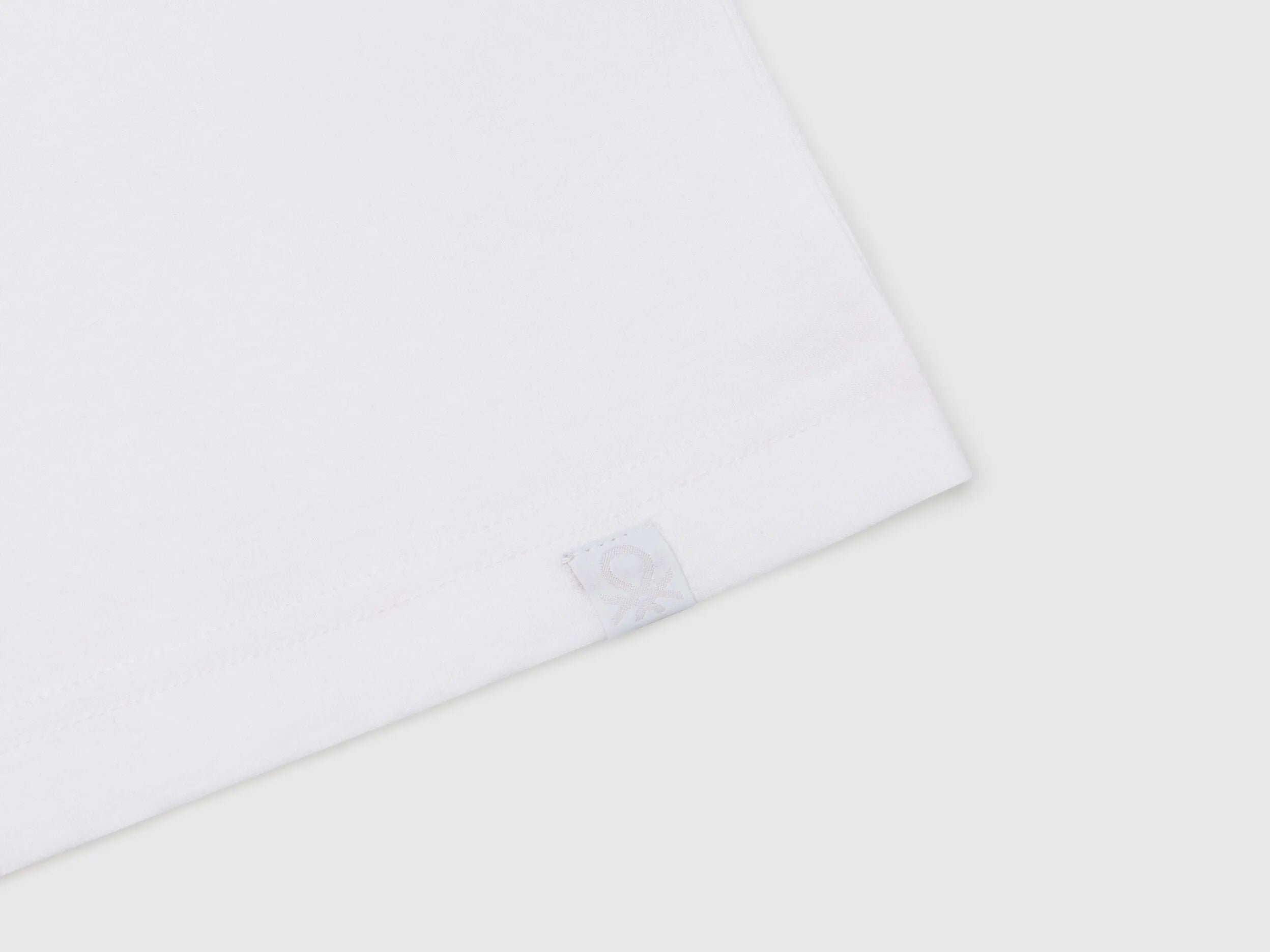 Benetton White Boys Short Sleeve T-Shirt Cotton SKU: 3I1XC109W_101 Image 03