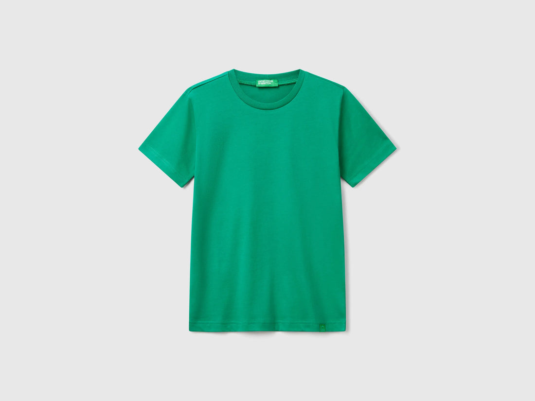 Benetton Green Boys Short Sleeve T-Shirt Cotton SKU: 3I1XC109W_108 Image 01