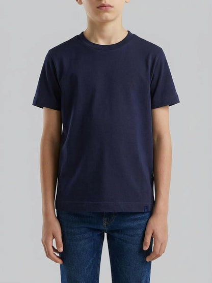 Benetton Dark Blue Boys Short Sleeve T-Shirt Cotton SKU: 3I1XC109W_252 Image 00