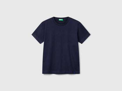 Benetton Dark Blue Boys Short Sleeve T-Shirt Cotton SKU: 3I1XC109W_252 Image 01