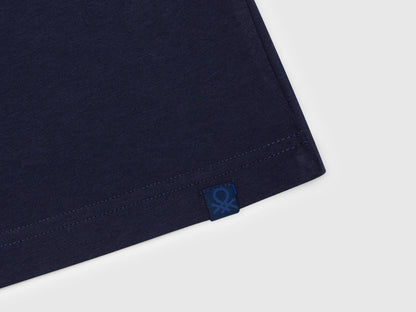 Benetton Dark Blue Boys Short Sleeve T-Shirt Cotton SKU: 3I1XC109W_252 Image 03