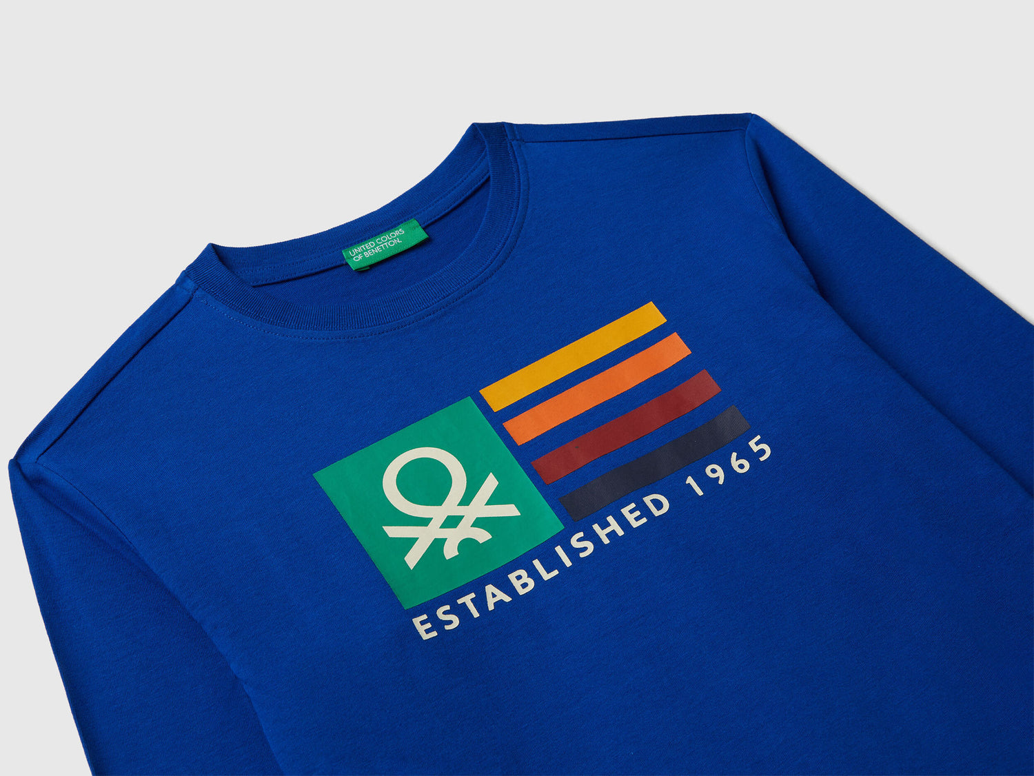 Benetton_Bright Blue_Long Sleeve Cotton T-Shirt_3I1XC10JN_19R_03