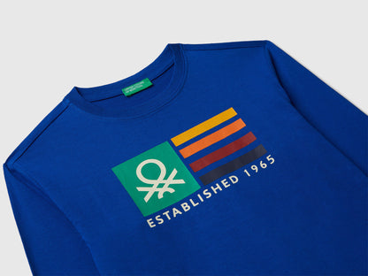 Benetton_Bright Blue_Long Sleeve Cotton T-Shirt_3I1XC10JN_19R_03