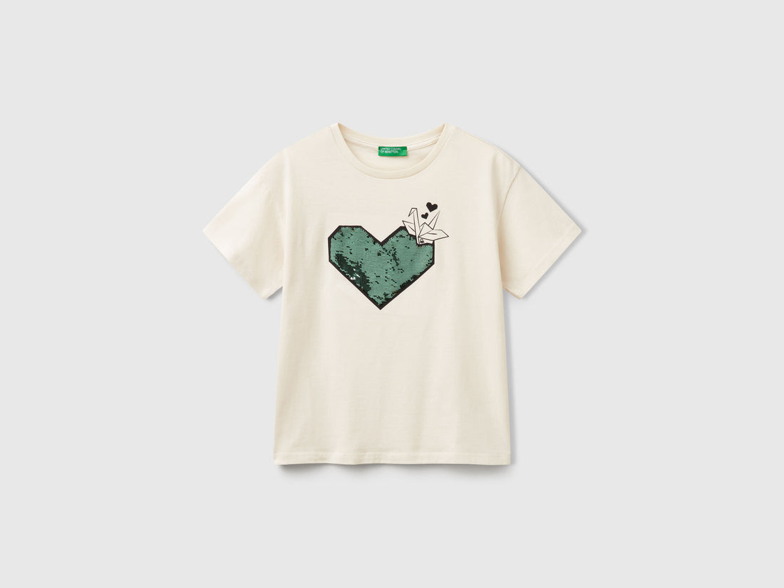Benetton_T-Shirt with Print and Sequins_3I1XC10NY_00V_01