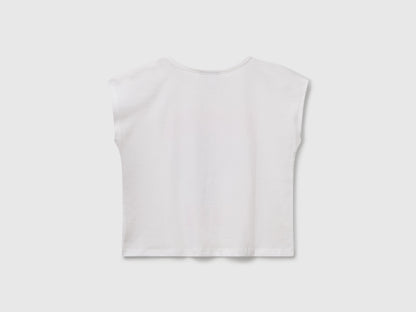 Benetton_T-Shirt with Print and Sequins_3I1XC10P0_101_02