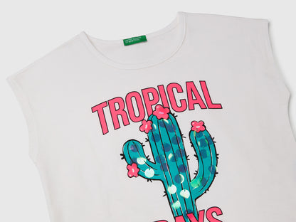 Benetton_T-Shirt with Print and Sequins_3I1XC10P0_101_03