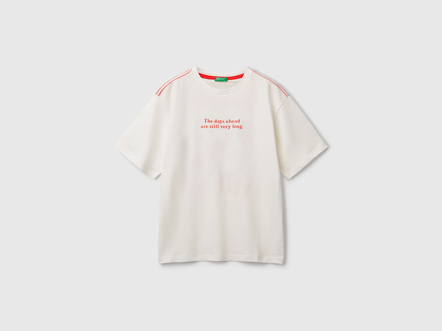 Benetton_T-Shirt with Slogan Print and Embroidery_3I1XC10P4_074_01