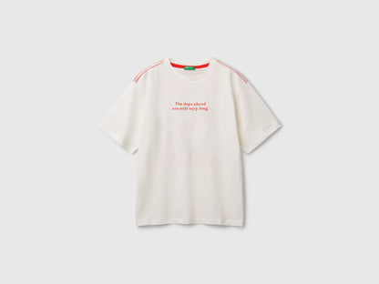 Benetton_T-Shirt with Slogan Print and Embroidery_3I1XC10P4_074_01