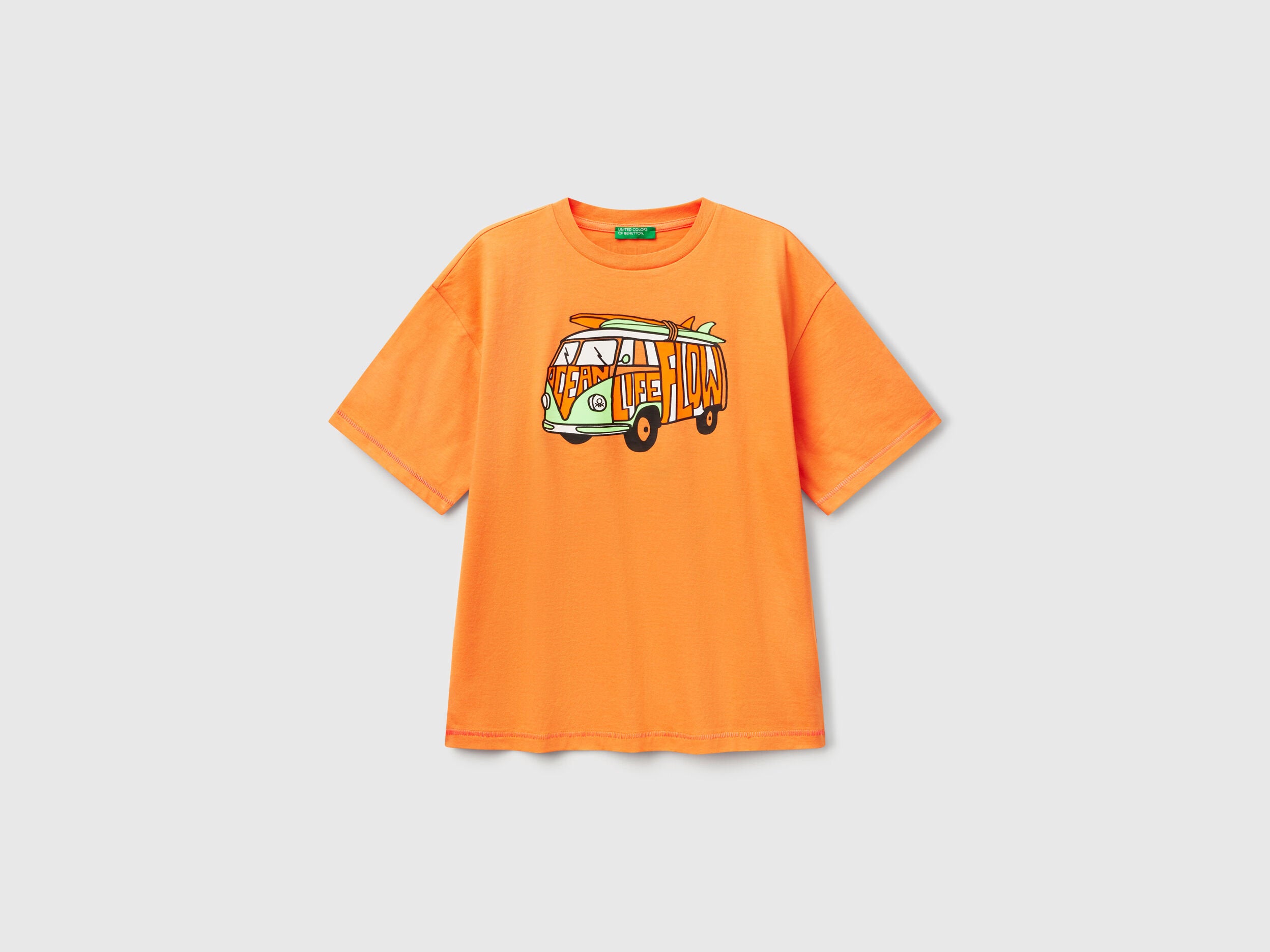 Benetton_T-Shirt with Print on Front and Back_3I1XC10P6_2L2_01