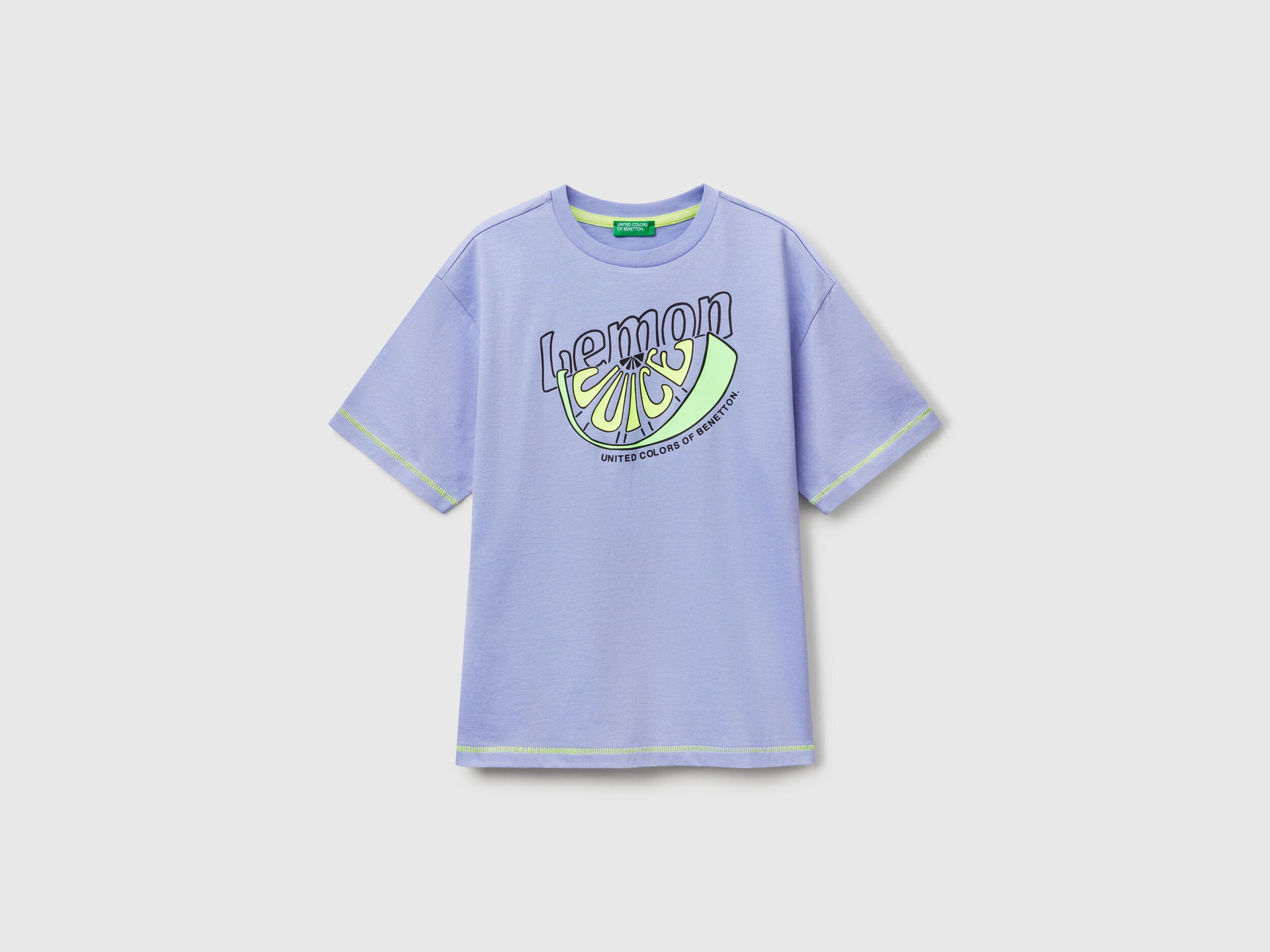 Benetton_T-Shirt with Print on Front and Back_3I1XC10P6_34V_01