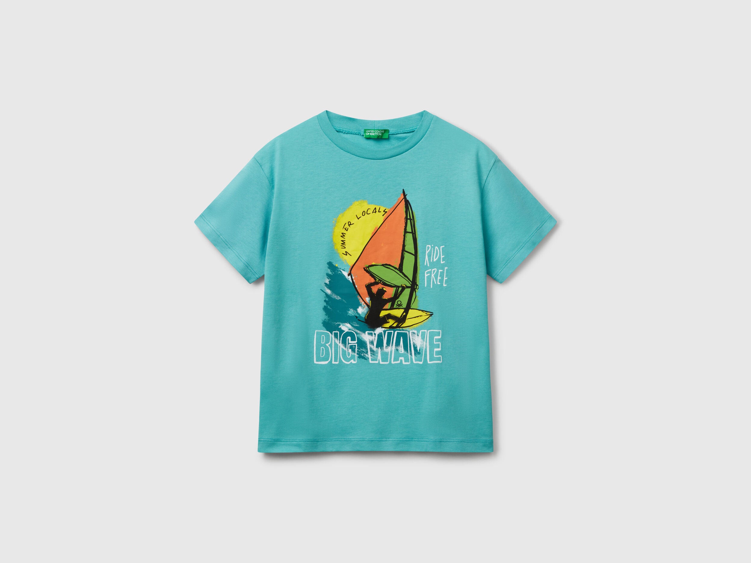 Benetton_Cotton T-Shirt with Print_3I1XC10P7_08N_01