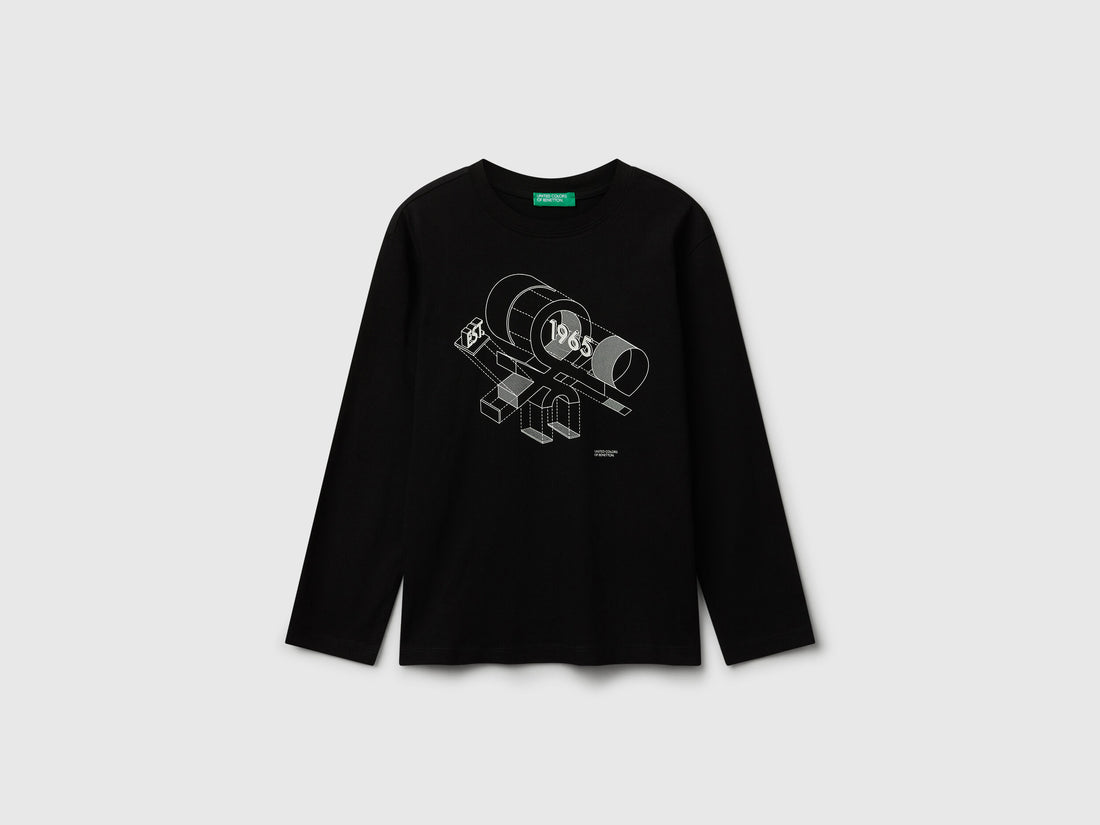 Benetton_Black_Cotton T-Shirt_3I1XC10Q3_100_01